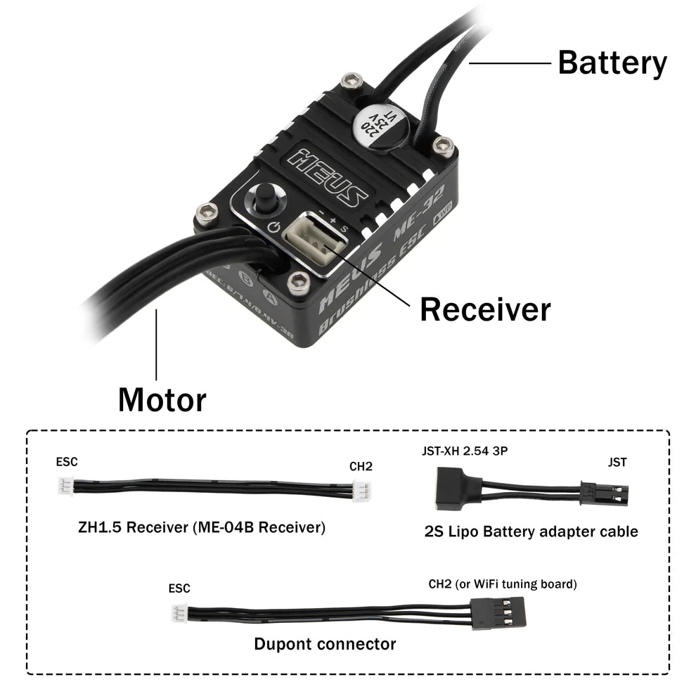 MEUS Racing ME32 Brushless ESC for 1/24 SCX24 1/18 TRX4M REDCAT ASCENT-18