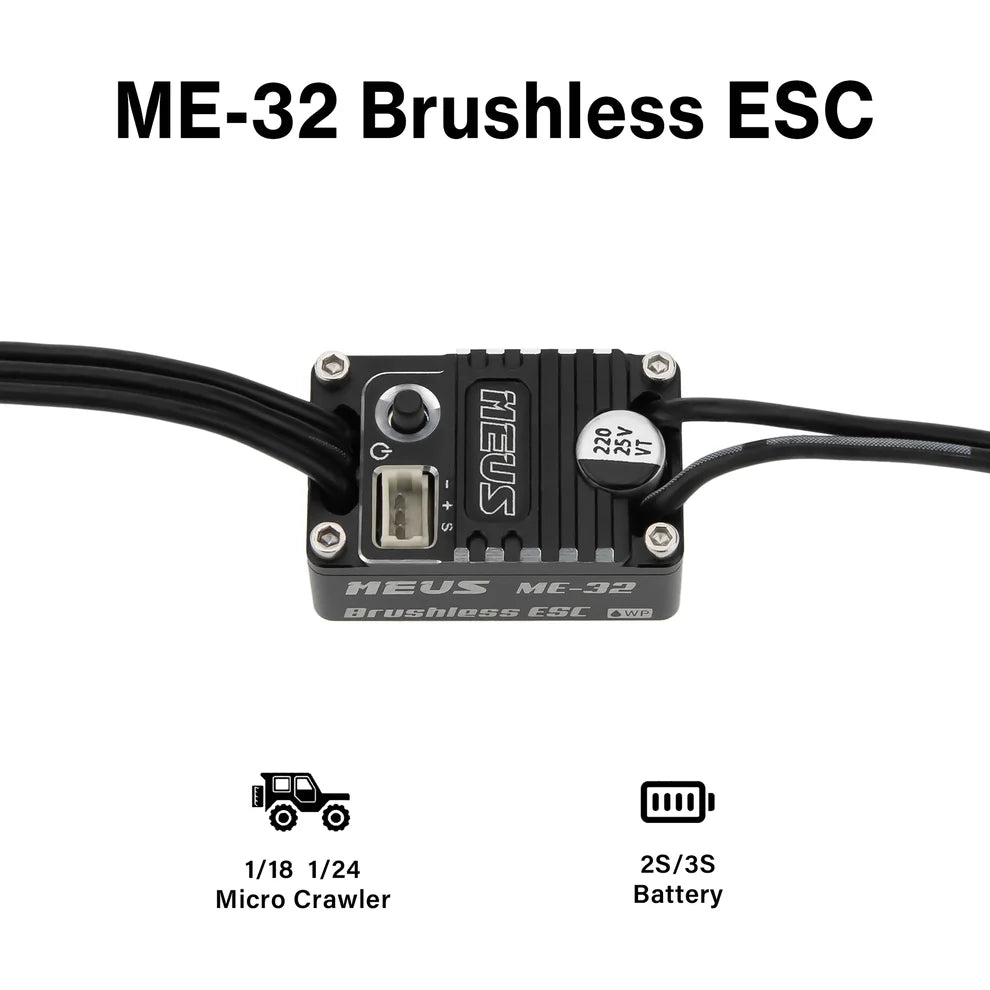 MEUS Racing ME32 Brushless ESC for 1/24 SCX24 1/18 TRX4M REDCAT ASCENT-18