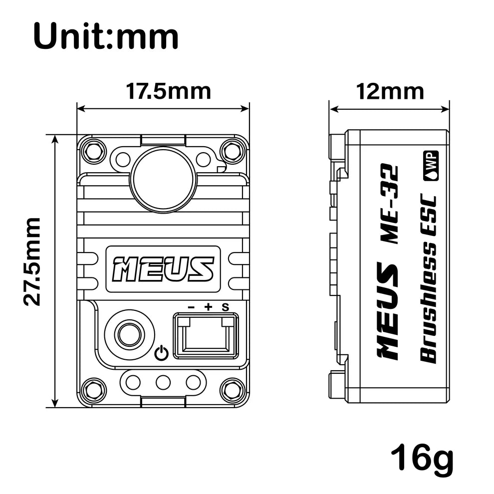 MEUS Racing ME32 Brushless ESC for 1/24 SCX24 1/18 TRX4M REDCAT ASCENT-18