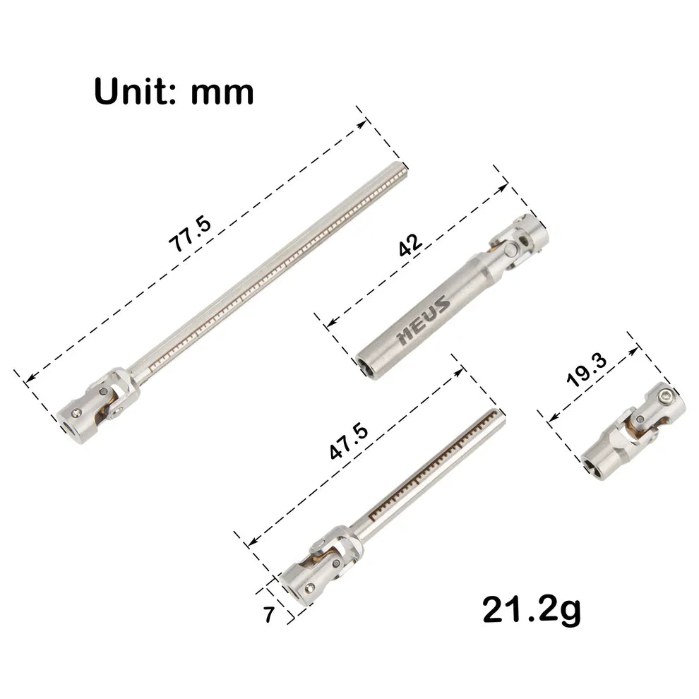 MEUS Racing Metal SCX24 Cuttable Drive Shaft for Axial SCX24