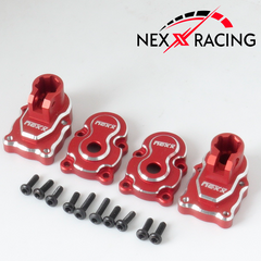 Nexx Racing Rear Portal Axle Set Alu 7075 T6 For FMS FCX24 Max Smasher & Power Wagon (Red) - HeliDirect