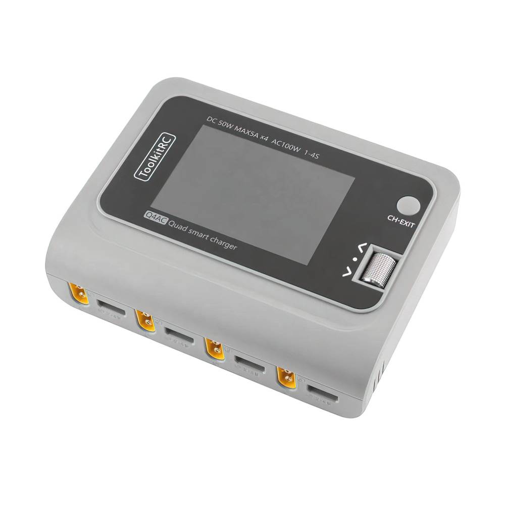 ToolkitRC Q4AC 1-4S 100W AC / 200W DC 4CH Smart Charger - XT60 - HeliDirect
