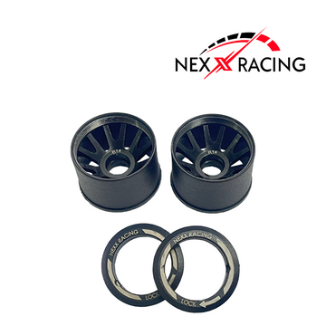 Nexx Racing “JUD” threaded carbon-fiber reinforced EVO Flanged Rear Wheels (2) pcs for Mini-Z - R14 OFFSET 0
