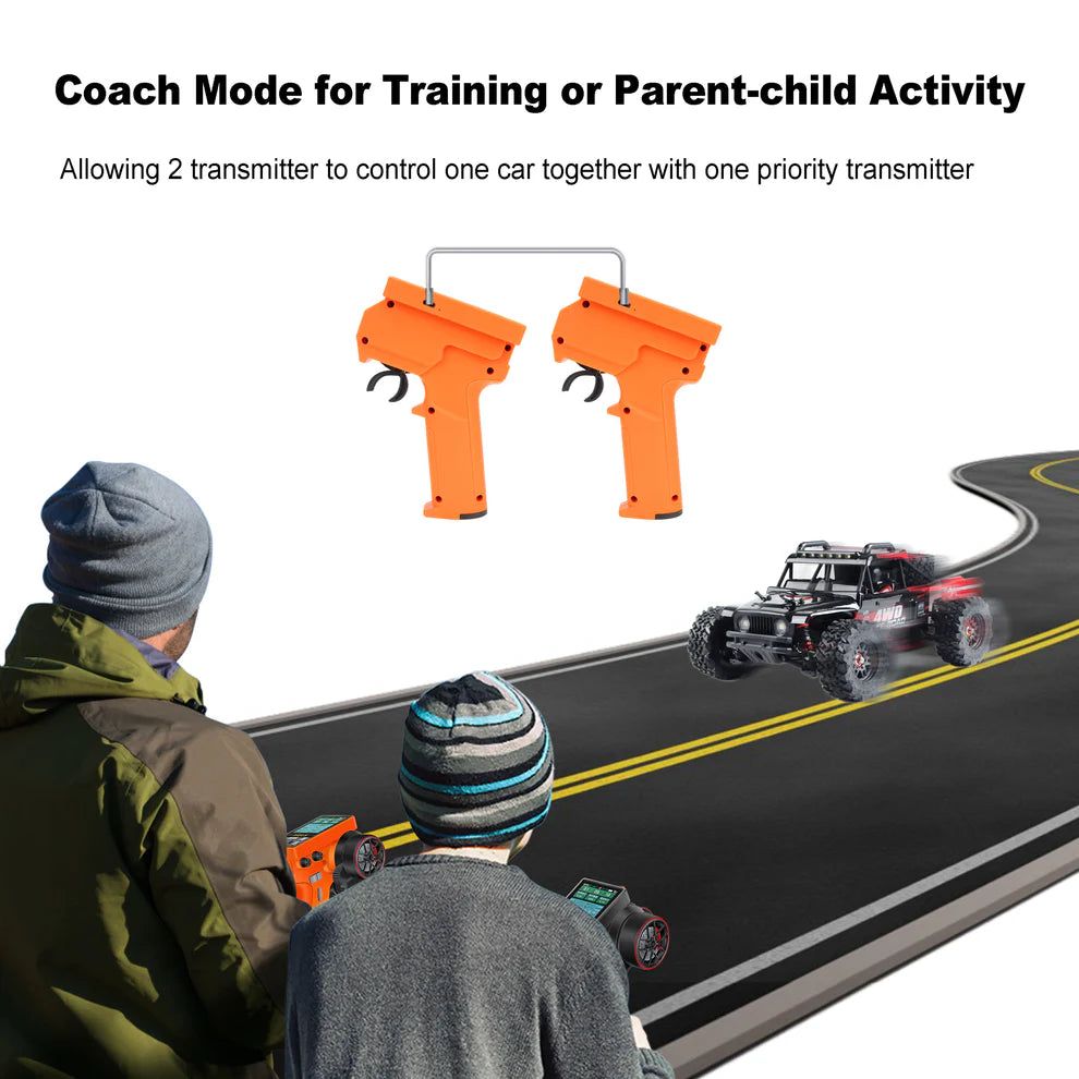 MEUS Racing ME-10B RC Transmitter 8CH 2.4GHz & Receiver with Coach Mode for 1/8 1/10 1/18 1/24 TRX4 TRX4M SCX10 SCX24 - Orange