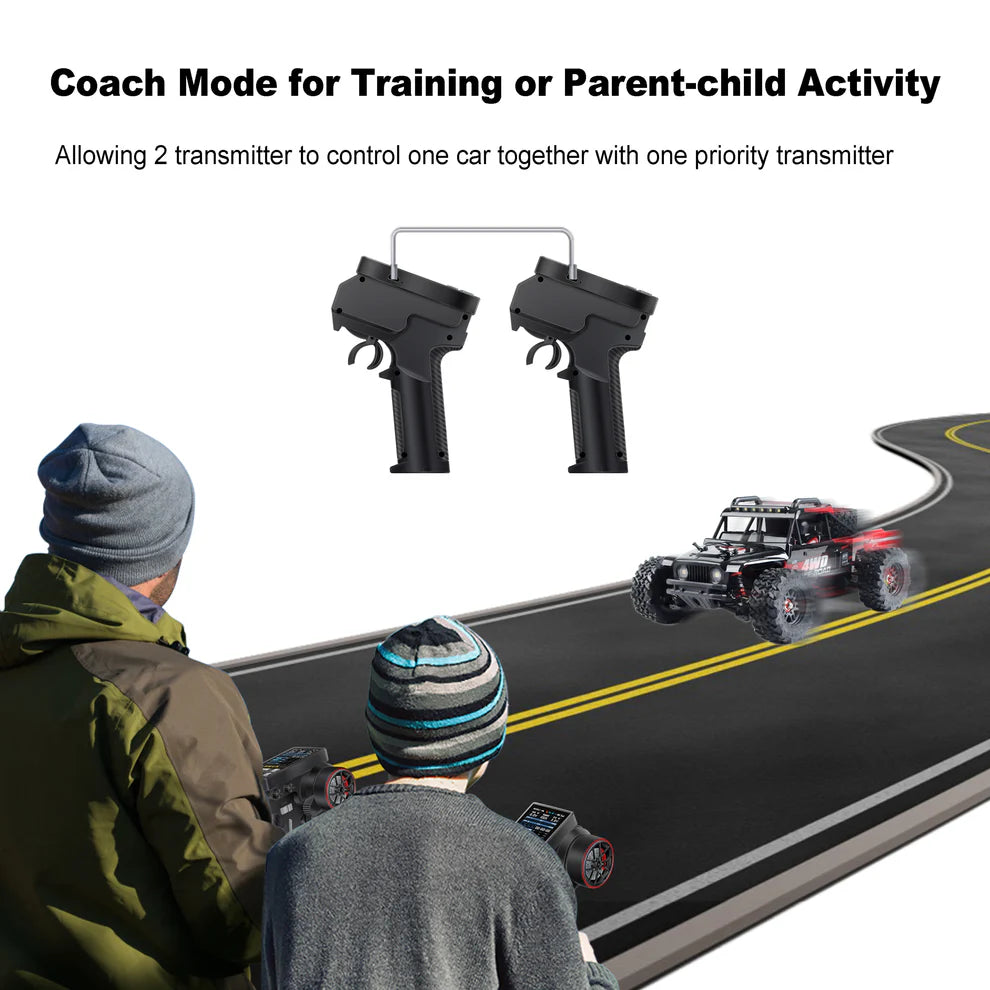 MEUS Racing ME-10B RC Transmitter 8CH 2.4GHz & Receiver with Coach Mode for 1/8 1/10 1/18 1/24 TRX4 TRX4M SCX10 SCX24 - Black