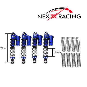 Nexx Racing 59mm Long Reservoir shocks (4pcs) for Redcat MT-18 - Blue