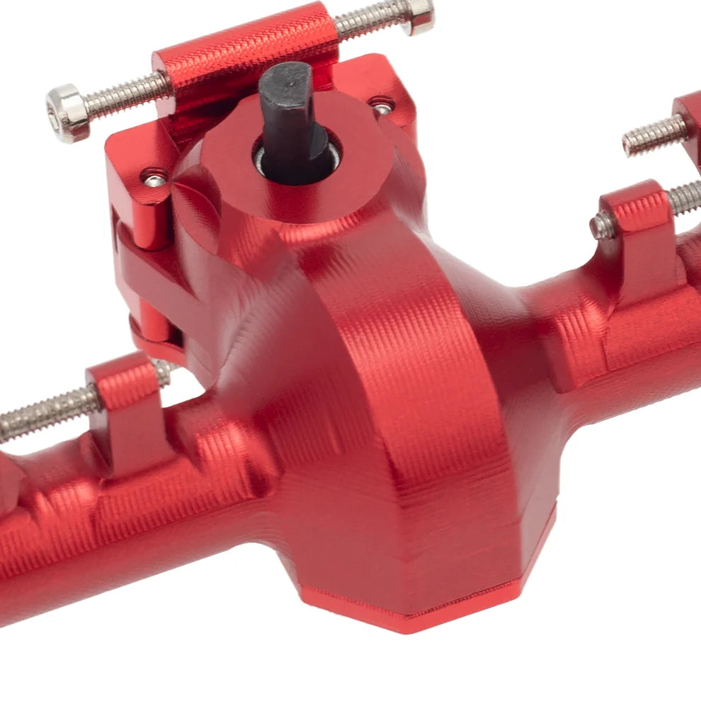 MEUS RACING 1/24 Scale Aluminum Alloy Axles Front and Rear Portal Axle Housing Assembly w/New C Knuckle for Axial SCX24 90081 C10 Jeep Upgrade Parts - RED