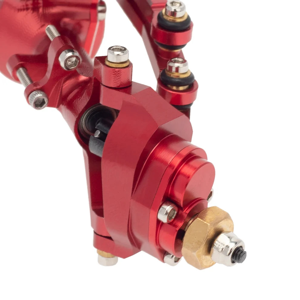 MEUS RACING 1/24 Scale Aluminum Alloy Axles Front and Rear Portal Axle Housing Assembly w/New C Knuckle for Axial SCX24 90081 C10 Jeep Upgrade Parts - RED