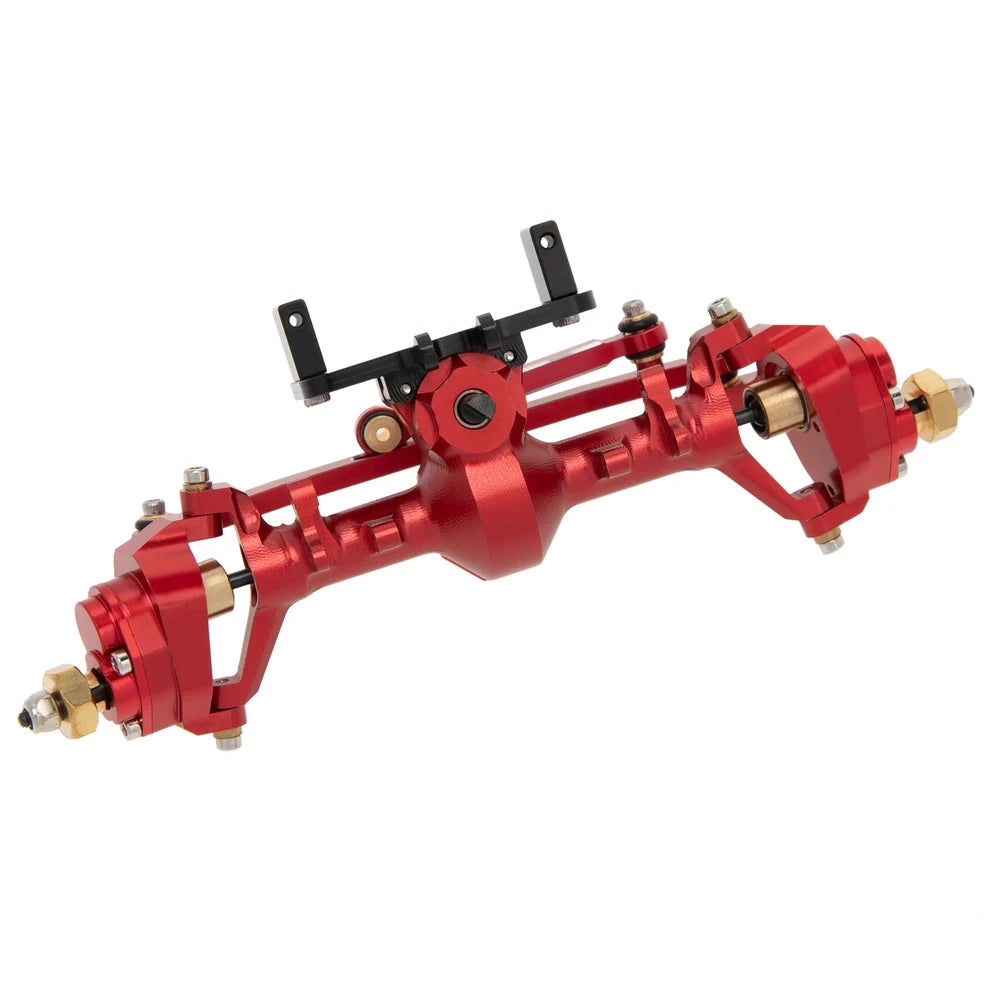MEUS RACING 1/24 Scale Aluminum Alloy Axles Front and Rear Portal Axle Housing Assembly w/New C Knuckle for Axial SCX24 90081 C10 Jeep Upgrade Parts - RED
