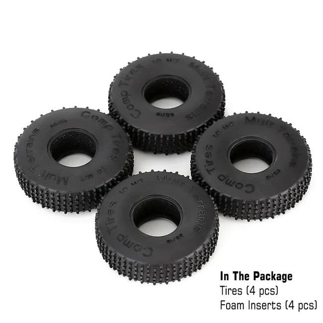 INJORA 1.0" 65*19mm Comp Pin Multi Terrains Tires for 1/24 RC Crawler Rock Buggy (4) - HeliDirect