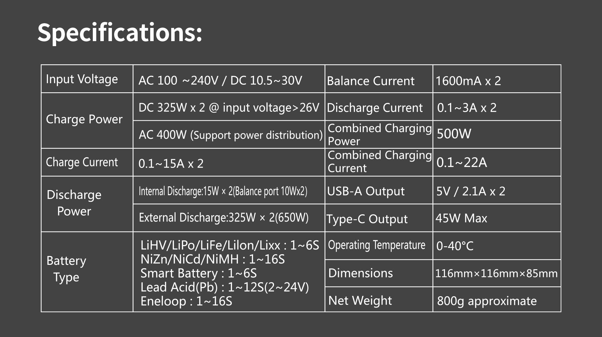 HOTA S6 AC/DC Charger - HeliDirect
