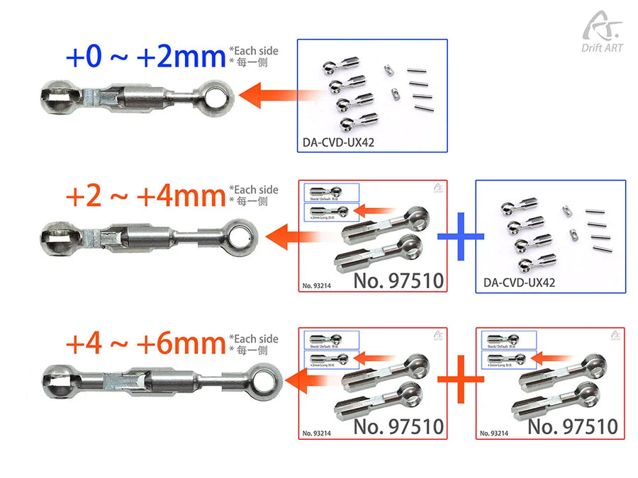 Drift ART DA3 Long UX-CVD (+2mm Each Side Than Normal) - 2pcs - HeliDirect