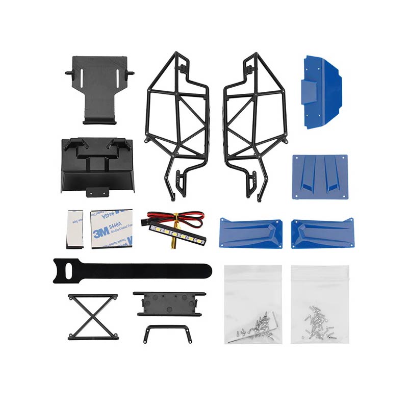 INJORA Nylon Rock Buggy Roll Cage Body Shell Chassis Kit For 1/24 SCX24 Chevrolet Jeep Wrangler Bronco - Blue - HeliDirect