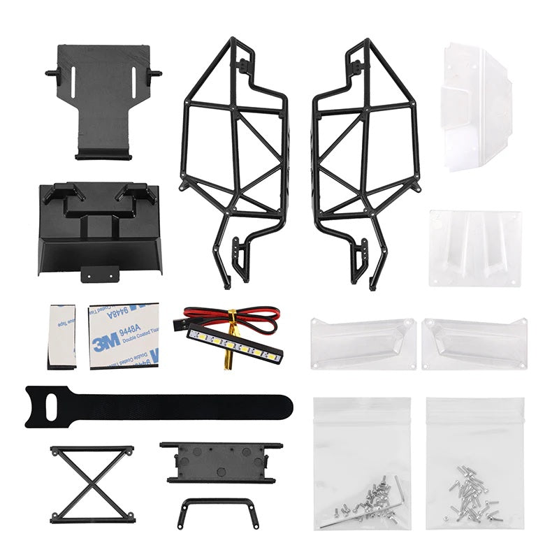 INJORA Nylon Rock Buggy Roll Cage Body Shell Chassis Kit For 1/24 SCX24 Chevrolet Jeep Wrangler Bronco - Clear - HeliDirect