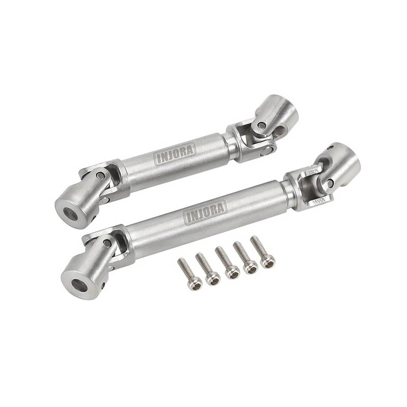 INJORA Steel Front Rear Center Drive Shafts For Axial SCX24 Chevrolet Jeep Wrangler Bronco (Silver) - HeliDirect
