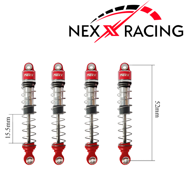 Nexx Racing Oil Shock (4 pcs) for 1/24 AX24 - RED - HeliDirect