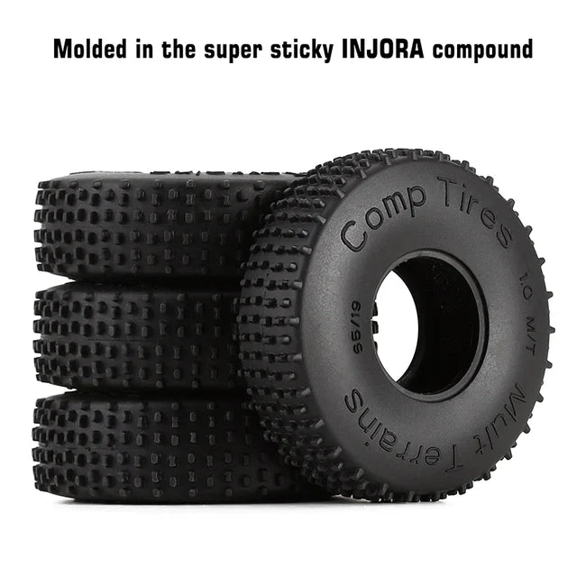 INJORA 1.0" 65*19mm Comp Pin Multi Terrains Tires for 1/24 RC Crawler Rock Buggy (4) - HeliDirect