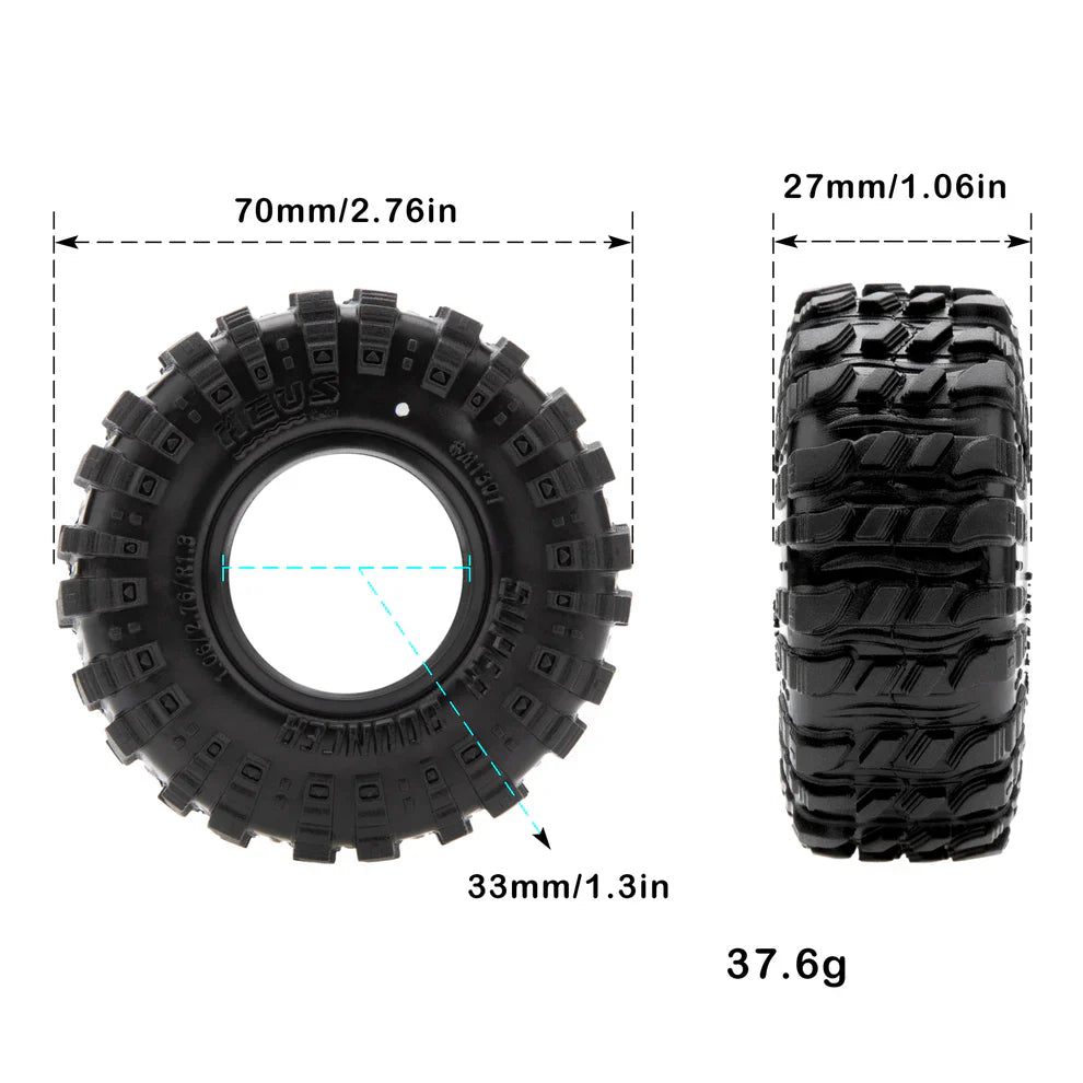 MEUS Racing 1.3" Tires MS6 Super Soft & Sticky Rubber Tires for 1/18 TRX4M 1/24 SCX24 FCX24 AX24 - Super Bouncing M1301