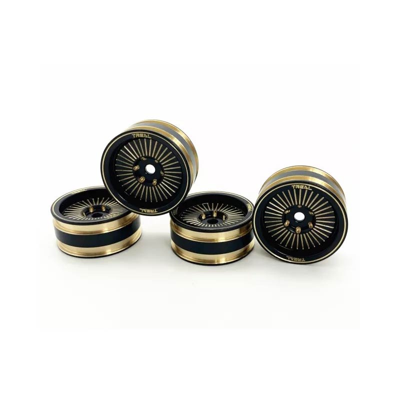 Treal Brass 1.0” Rock Crawler Glue On Wheels For Axial SCX24 - HeliDirect