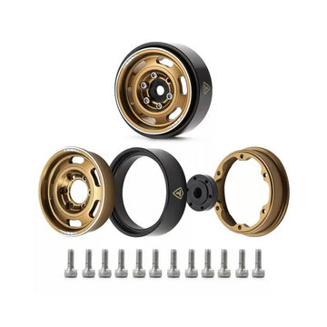 Treal 1.0'' Beadlock Wheels (4pcs) Vintage Wheels For 1/24 SCX24 Bronco Gladiator C10 Deadbolt - Type E (Bronze) - HeliDirect