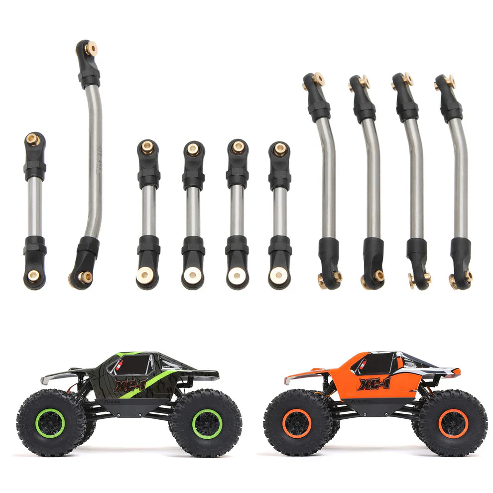 MEUS Racing 10pcs Metal High Clearance Chassis & Steering Links Set for 1/24 AX24 XC-1 RC Crawler Car