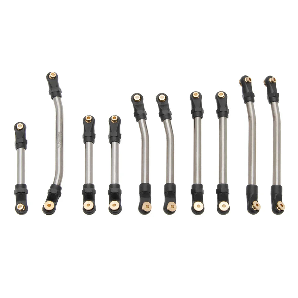 MEUS Racing Metal High Clearance Chassis & Steering Links for 1/24 SCX24 C10 Bronco Wrangler