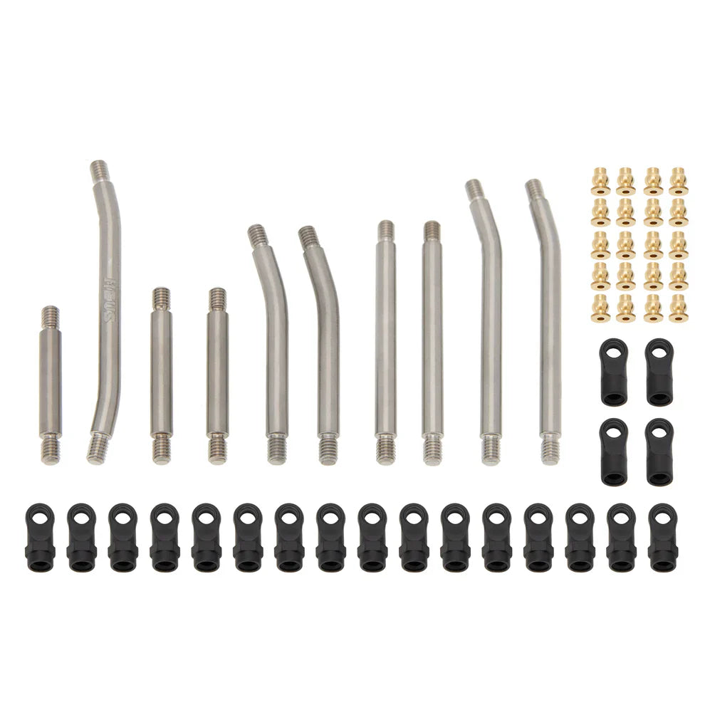 MEUS Racing Metal High Clearance Chassis & Steering Links for 1/24 SCX24 C10 Bronco Wrangler