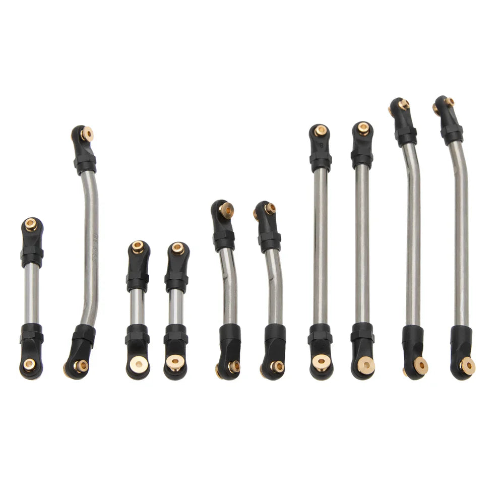 MEUS Racing Metal High Clearance Chassis & Steering Links Set for 1/24 SCX24 Deadbolt Betty