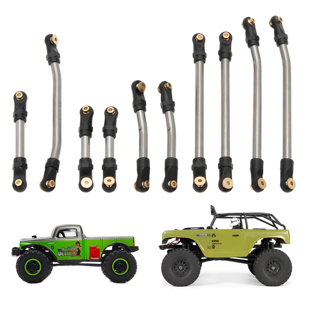 MEUS Racing Metal High Clearance Chassis & Steering Links Set for 1/24 SCX24 Deadbolt Betty
