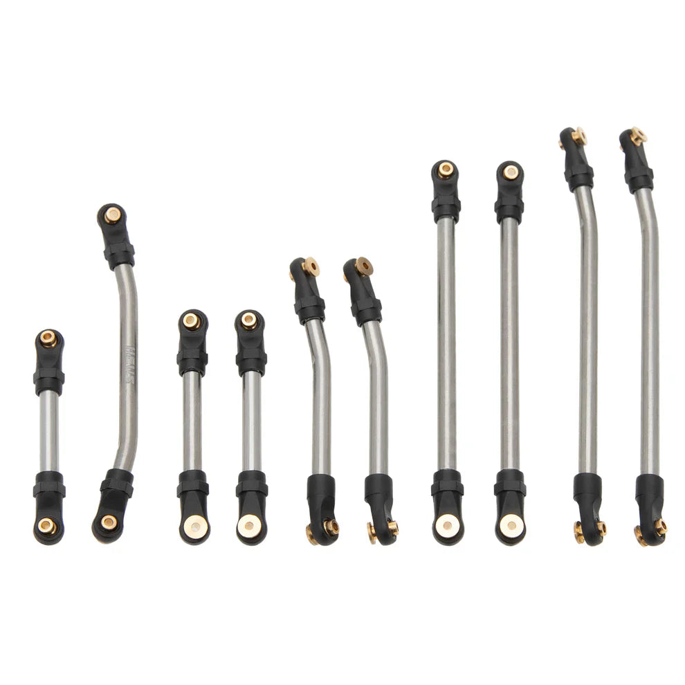 MEUS Racing 10pcs Metal High Clearance Chassis & Steering Links for 1/24 SCX24 Gladiator Power Wagon
