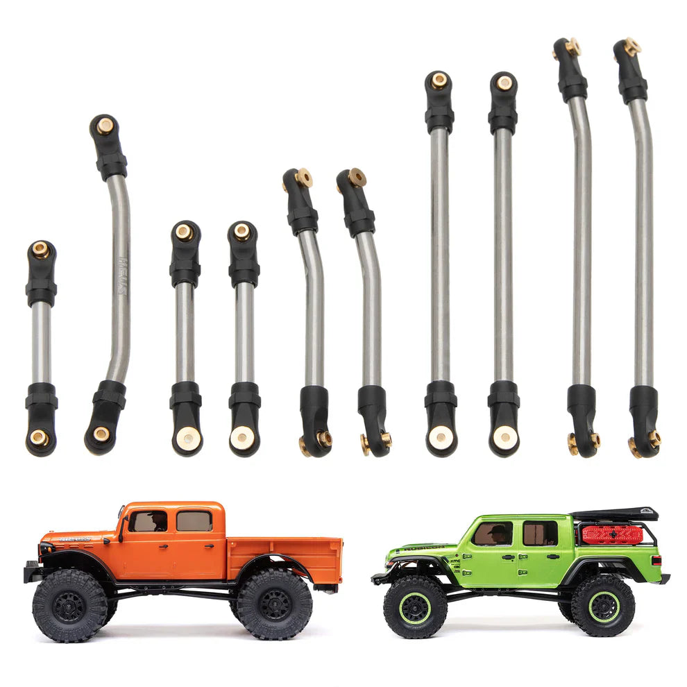 MEUS Racing 10pcs Metal High Clearance Chassis & Steering Links for 1/24 SCX24 Gladiator Power Wagon
