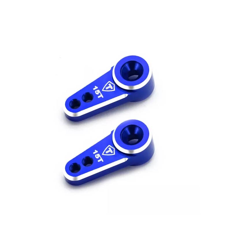 TREAL Servo Horn 15T - Alu 7075 Servo Arm Compatible EMAX Servo For FMS 1/24 FCX24 (Blue) - HeliDirect