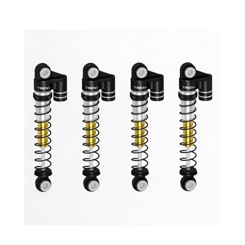 TREAL Shocks 43mm Threaded Tele Double Barrel Shocks For FMS 1/24 FCX24 Power Wagon (Black) - HeliDirect