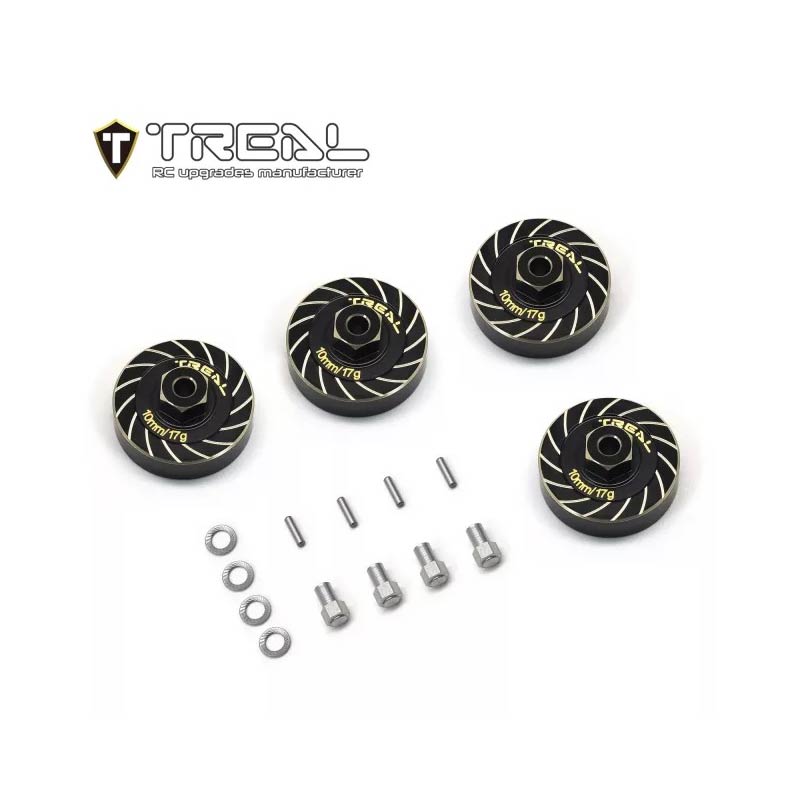 Treal Brass Extended Wheel Hubs 7mm*10mm Hex - Axle Counter Weight Wheel Spacer For 1/18 TRX-4M (Black) - HeliDirect