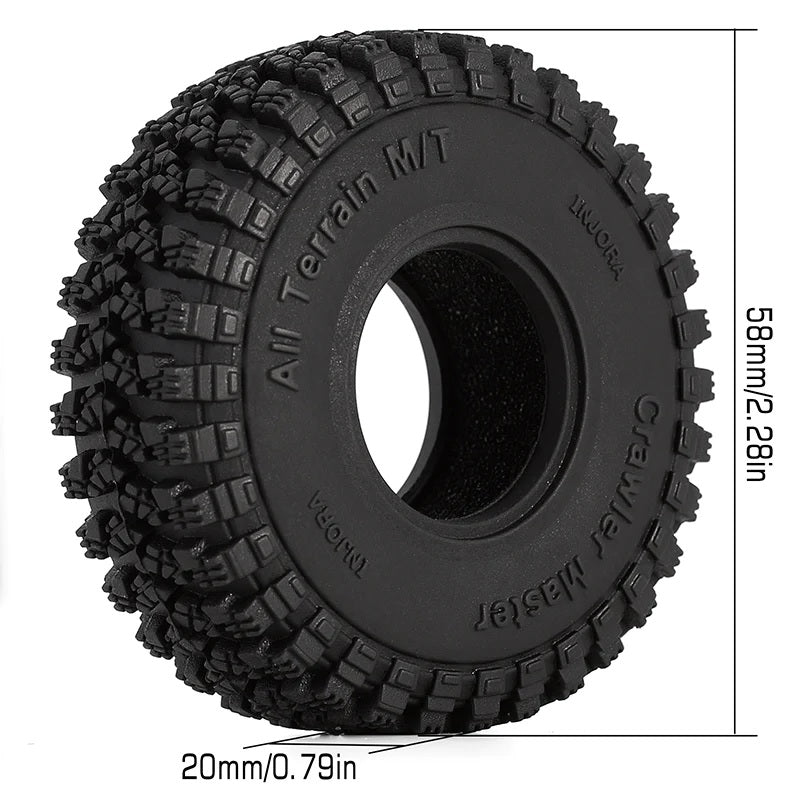 INJORA 1.0" 58*20mm All Terrain Crawl Master Tires For 1/24 RC Crawlers (4) (T1008) - HeliDirect