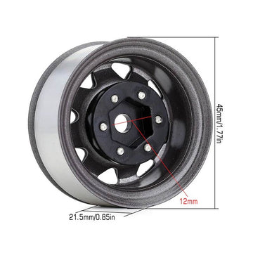 INJORA 1.55" Metal Beadlock Wheel Rims For 1/10 RC Crawler Car (Gray) - HeliDirect