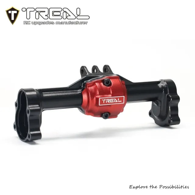 TREAL Aluminum 7075 Rear Axle Housing w Rear Hubs One Piece CNC Machined Upgrades for 1/18 Redcat Ascent 18 - BLACK - HeliDirect