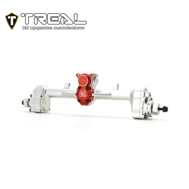 TREAL SCX24 Rear Portal Axles Complete Kit, Aluminum 7075 CNC Machined Axle Housing for Axial 1/24 SCX24 - SILVER - HeliDirect