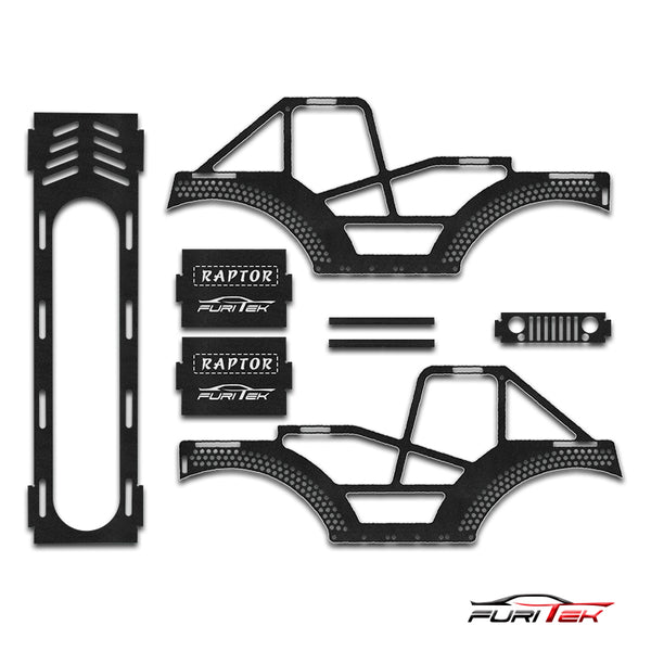 FURITEK Raptor Aluminum Frame Kit For SCX24 CRAWLERS - BLACK - HeliDirect