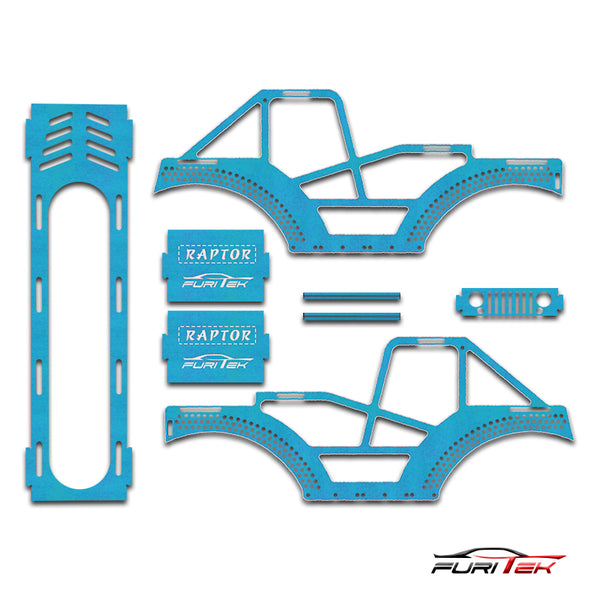 FURITEK RAaptor Aluminum Fram Kit For SCX24 CRAWLERS - BLUE AQUA - HeliDirect
