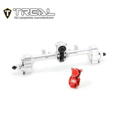 TREAL SCX24 Rear Portal Axles Complete Kit, Aluminum 7075 CNC Machined Axle Housing for Axial 1/24 SCX24 - SILVER - HeliDirect