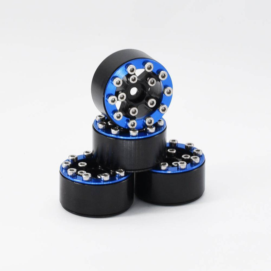 Hobby Details Axial SCX24 CNC Aluminum Screws-Style Beadlock Wheels 4pcs/set Dia 28mm, Height 14.5mm A:Blue - HeliDirect