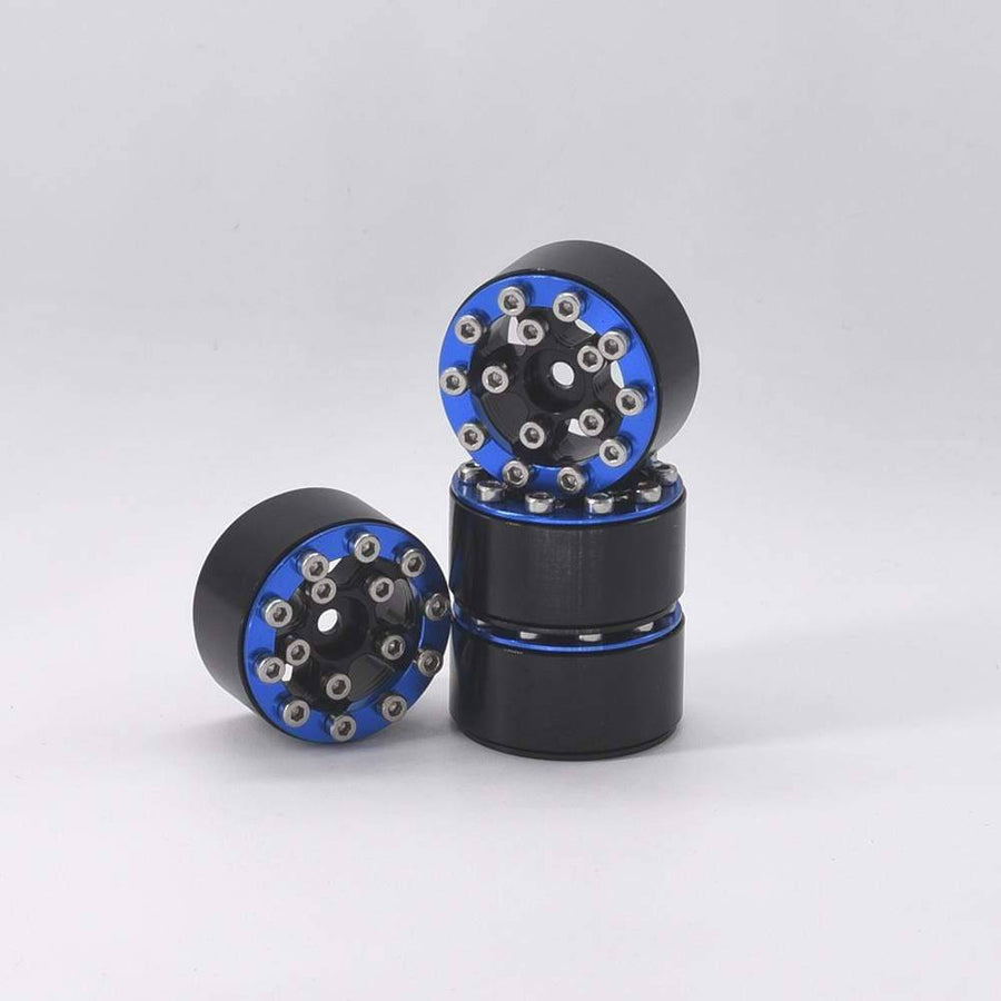 Hobby Details Axial SCX24 CNC Aluminum Screws-Style Beadlock Wheels 4pcs/set Dia 28mm, Height 14.5mm A:Blue - HeliDirect
