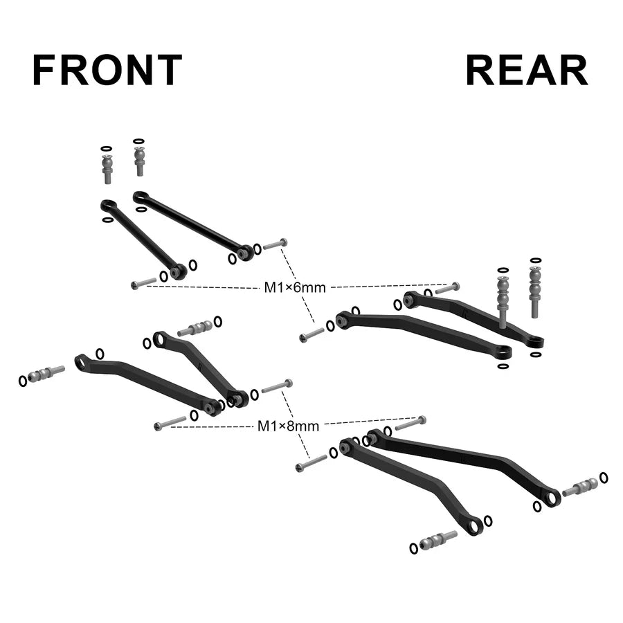 INJORA Aluminum High Clearance Chassis Links for 1/30 Axial SCX30