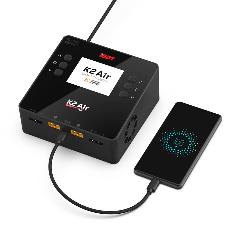 ISDT K2 Air AC 200W DC 1000W 20A Dual Channel Balance Lipo Charger - HeliDirect