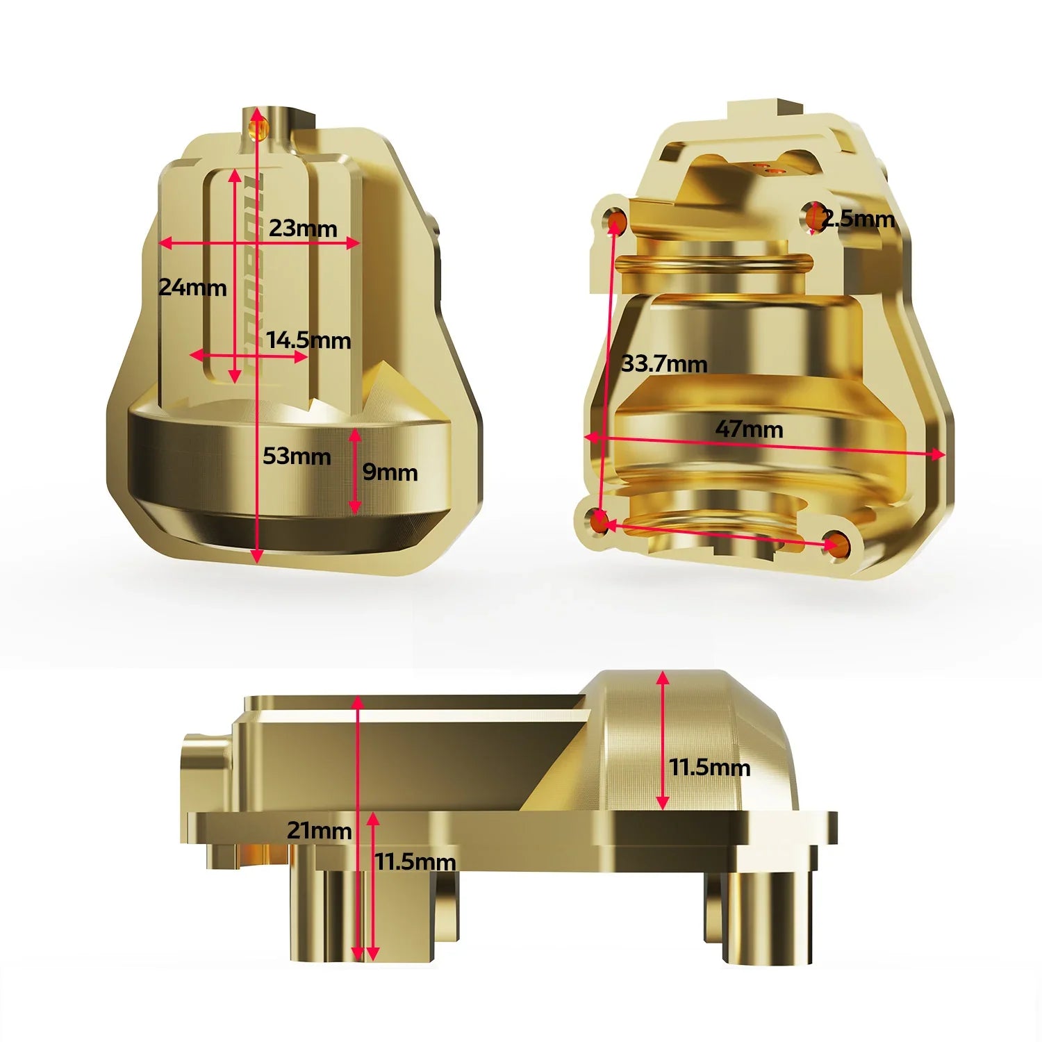 Rlaarlo Brass Front Rear Axel Diff Covers for 1/7 Crawler