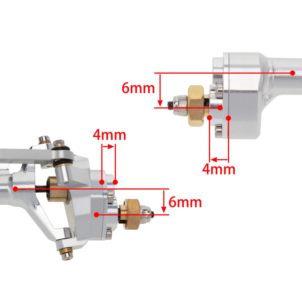 MEUS RACING 1/24 Scale Aluminum Alloy Axles Front and Rear Portal Axle Housing Assembly w/New C Knuckle for Axial SCX24 90081 C10 Jeep Upgrade Parts - SILVER