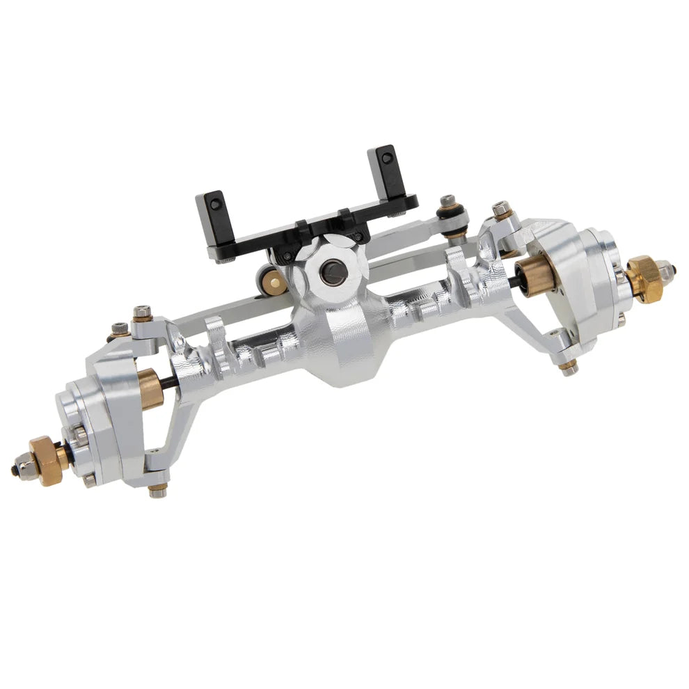 MEUS RACING 1/24 Scale Aluminum Alloy Axles Front and Rear Portal Axle Housing Assembly w/New C Knuckle for Axial SCX24 90081 C10 Jeep Upgrade Parts - SILVER