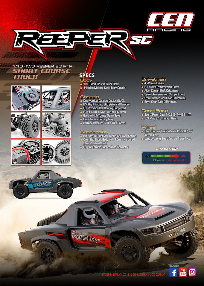 CEN REEPER SC 1/10 scale 4WD RTR Brushless Short Course Truck