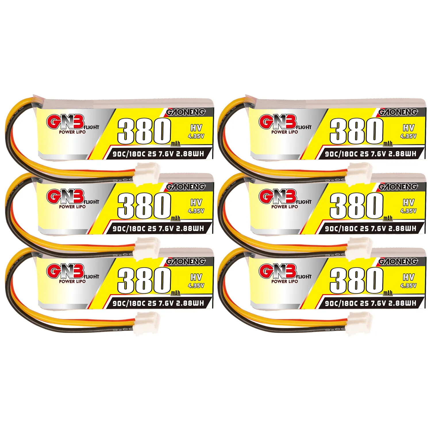 GAONENG GNB LiHV 2S 7.6V 380mAh 90C LiPo Battery PH2.0 3Pin Connector